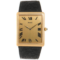 Piaget Yellow Gold Rectangular Wristwatch with Cross-Hatch Texture circa 1970s