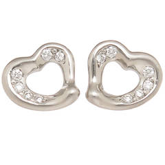 Tiffany & Co. Elsa Peretti Diamond Platinum Heart Earrings