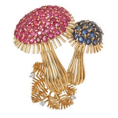 Retro Tiffany & Company Gold and Gem Mushroom Brooch