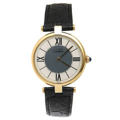 Cartier Gold Plate on Silver Large Vendome Quartz Wristwatch circa 1990s