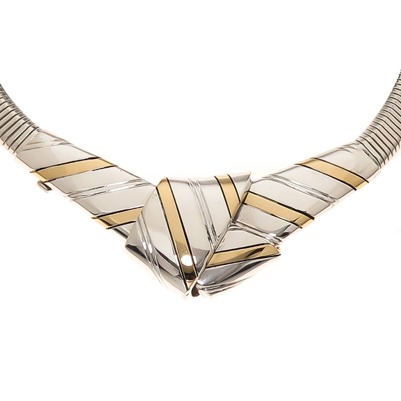 Women's Cartier Sterling Silver Gold Ribbon Form Necklace 1970s
