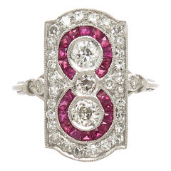 Art Deco Ruby Diamond Platinum Ring