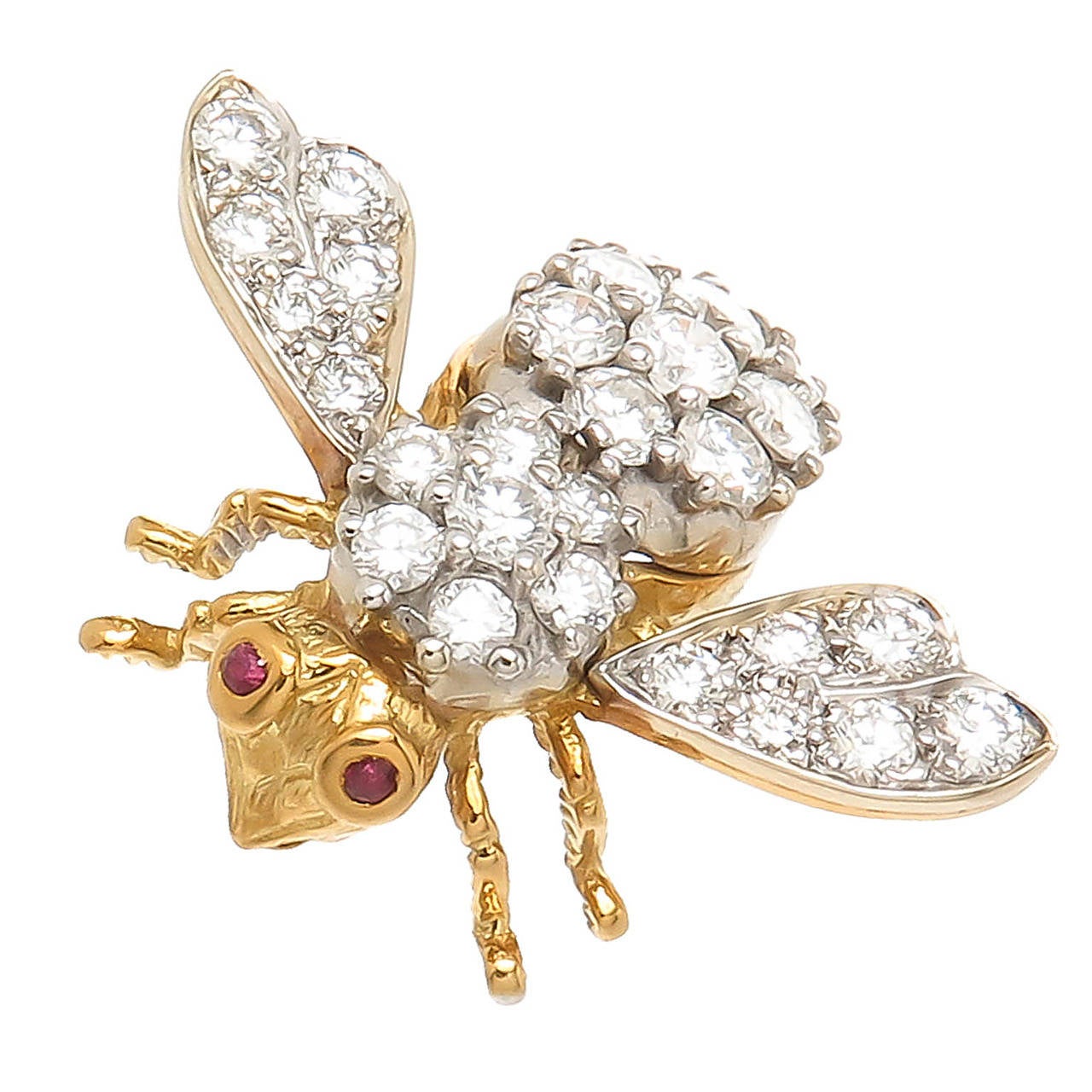 Herbert Rosenthal Large Diamond Gold Bee Brooch