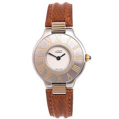 Cartier Lady's Stainless Steel and Gold Must De Cartier 21 Quartz Wristwatch
