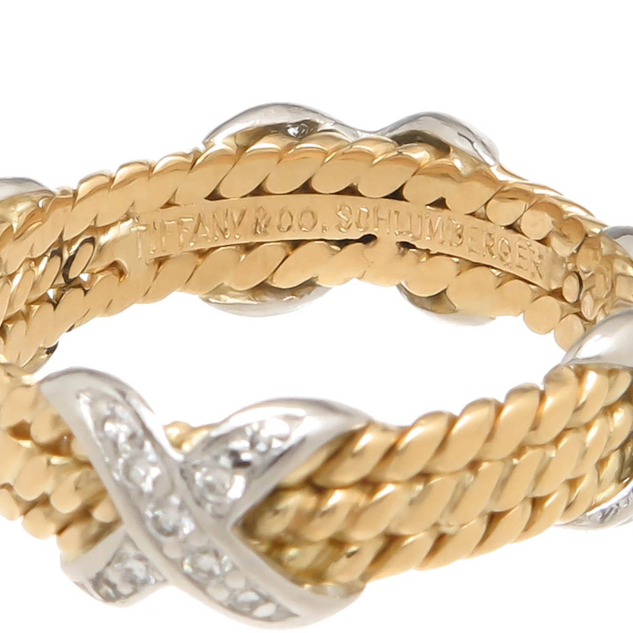 Tiffany and Co. Schlumberger Diamond Gold X Ring at 1stDibs