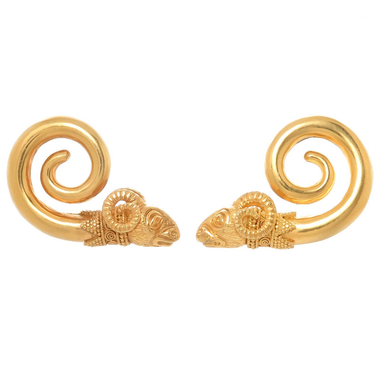 Lalaounis Large Gold Ram Ear Clips