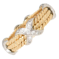 Tiffany & Co. Schlumberger Diamond Gold X Ring