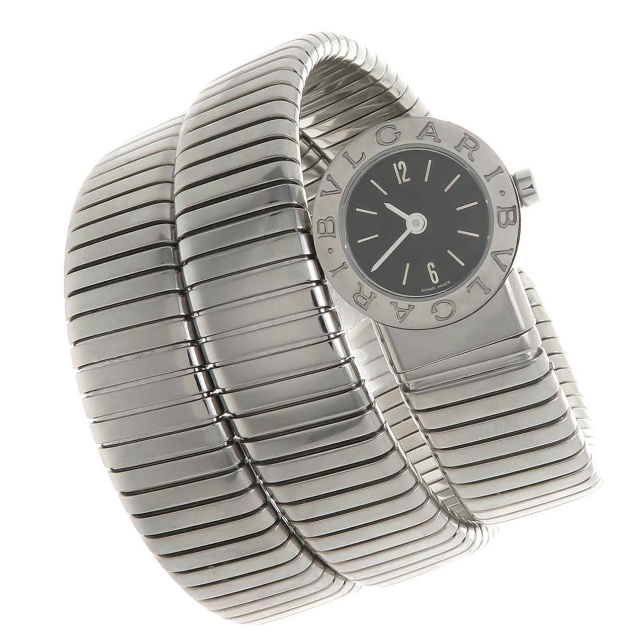 Bulgari Stainless Steel Tubogas Quartz Serpent Wristwatch