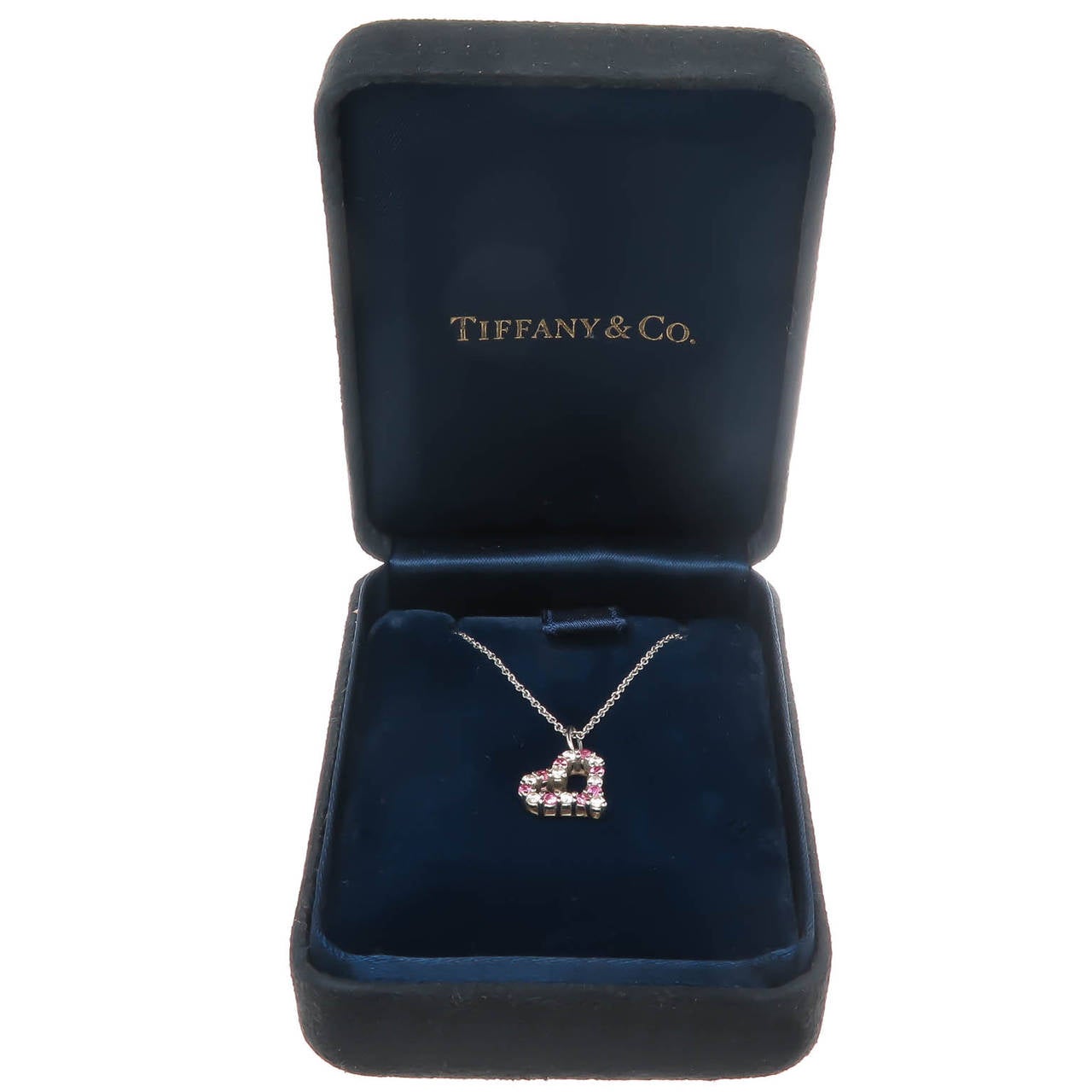 Tiffany & Co. Platinum and Gem Set Heart Pendant In Excellent Condition In Chicago, IL