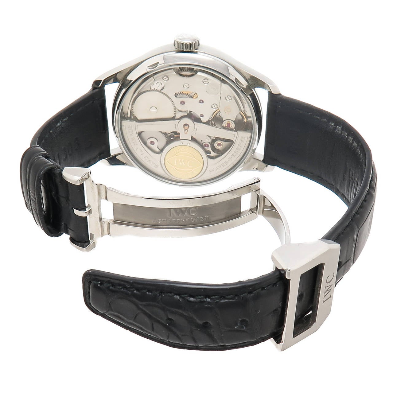 Circa 2012 IWC, International Watch Company, Schaffhausen, Stainless Steel, Portugieser, Reference 5001-07, 7 Day Power Reserve. 42mm 3 Piece case with Exhibition back, caliber 51011, 42 jewel automatic, self winding movement. Black dial with raised