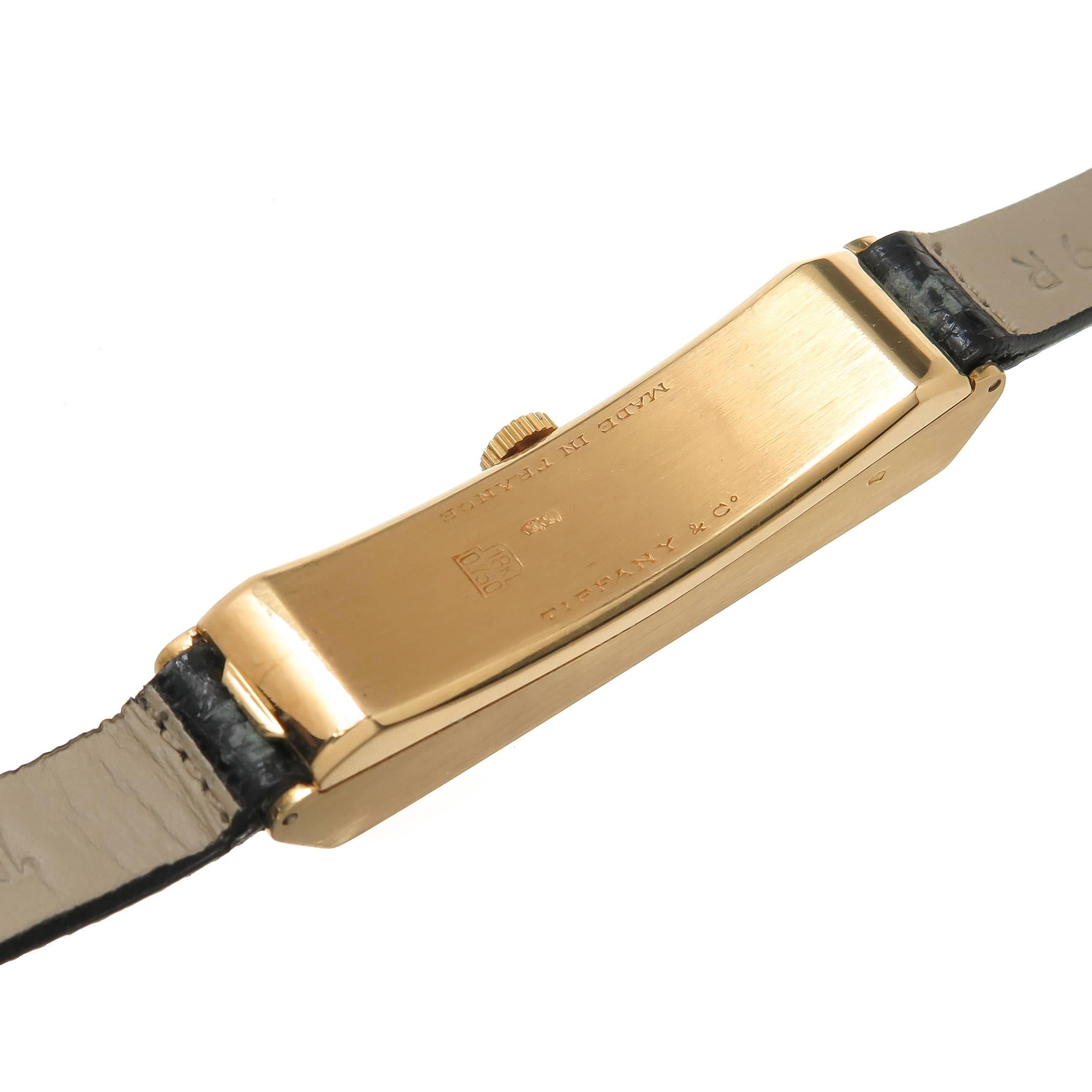 Tiffany & Co. Yellow Gold Elongated Wristwatch In Excellent Condition In Chicago, IL