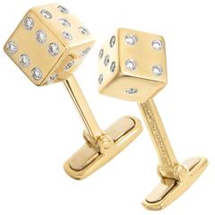 1980s Tiffany & Co. Diamond Gold Dice Cuff-links 