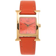 Hermes Lady's Yellow Gold Stainless Steel H Quartz Wristwatch