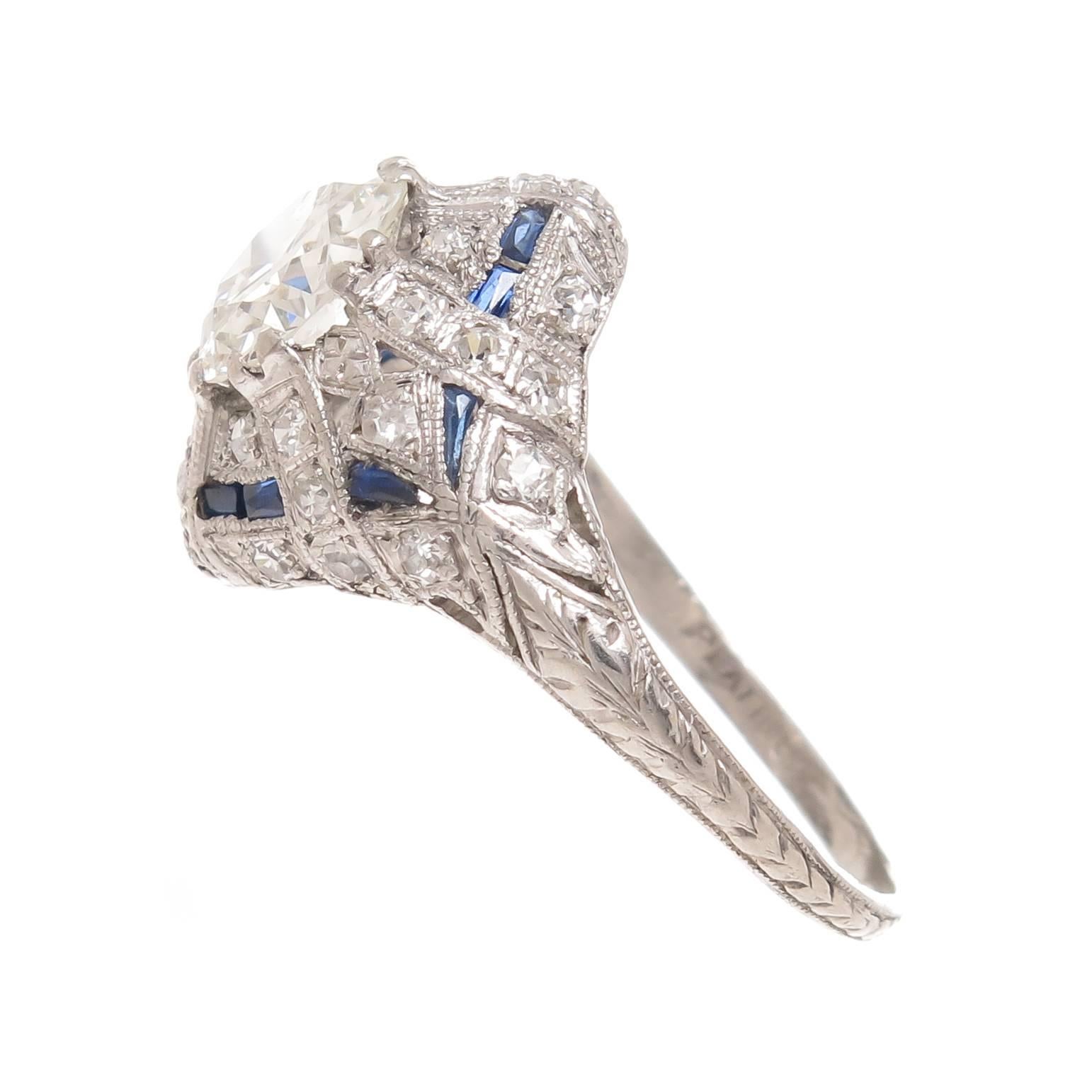 Art Deco 1930 Diamond Platinum Engagement Ring 