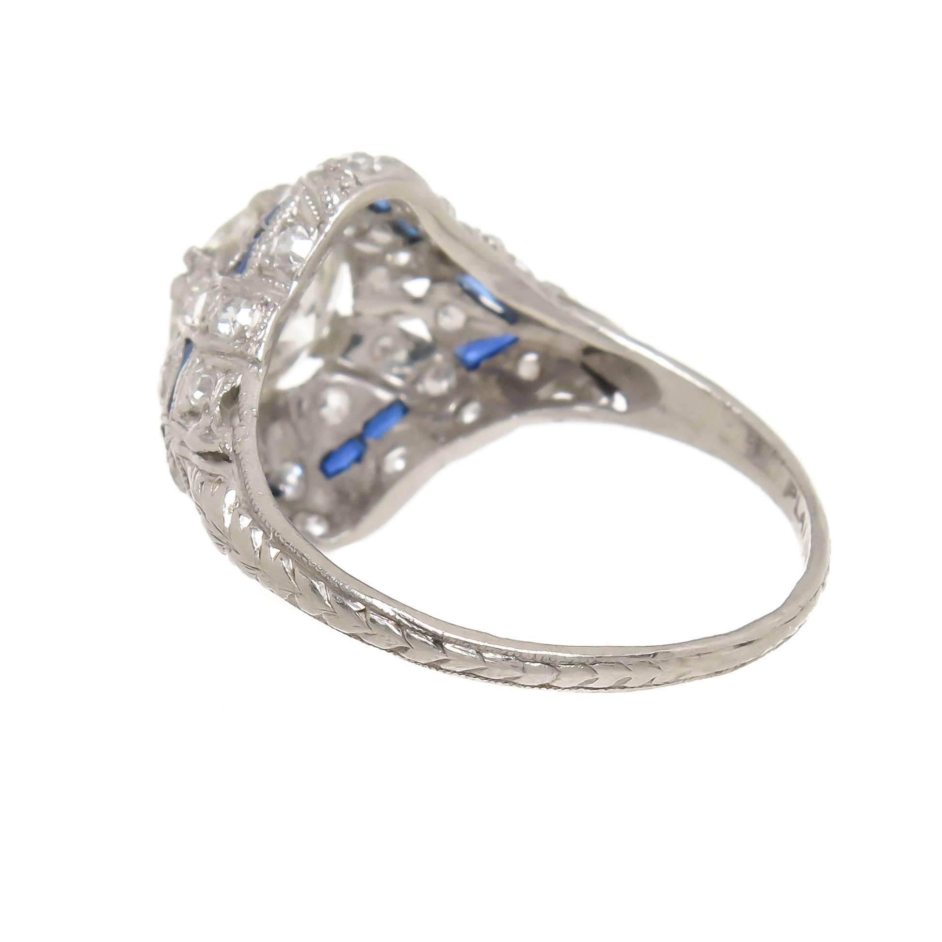 Old European Cut 1930 Diamond Platinum Engagement Ring 