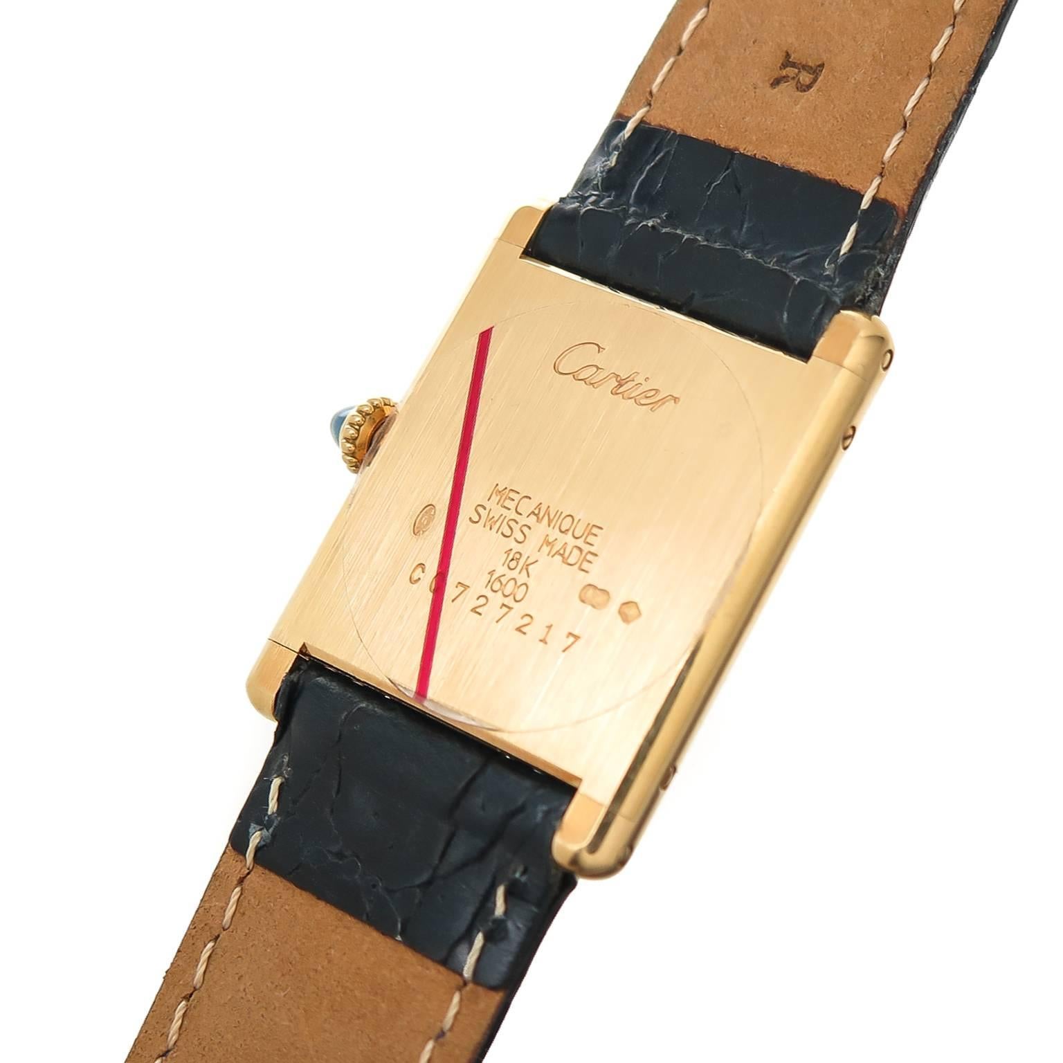Cartier Paris Yellow Gold Louis Cartier Tank Wristwatch In Excellent Condition In Chicago, IL