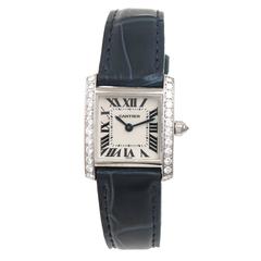 Cartier Lady's White Gold Tank Francaise Quartz Wristwatch