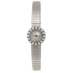 Vintage Omega Lady's White Gold Diamond Back Wind Wristwatch 