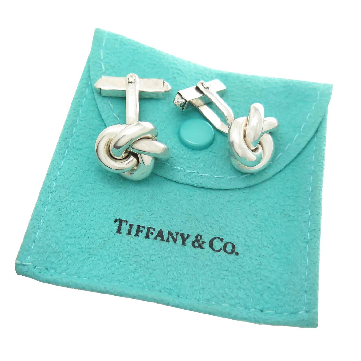 Tiffany & Co. Silver Knot Cufflinks In Excellent Condition In Chicago, IL