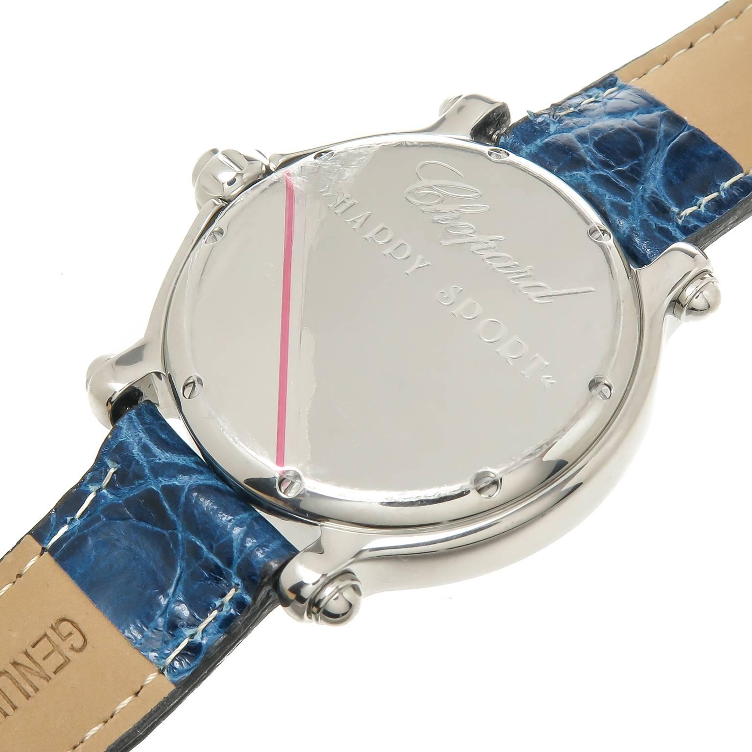 Chopard Stainless Steel Happy Sport Floating Fish Steel Quartz Wristwatch In Excellent Condition In Chicago, IL