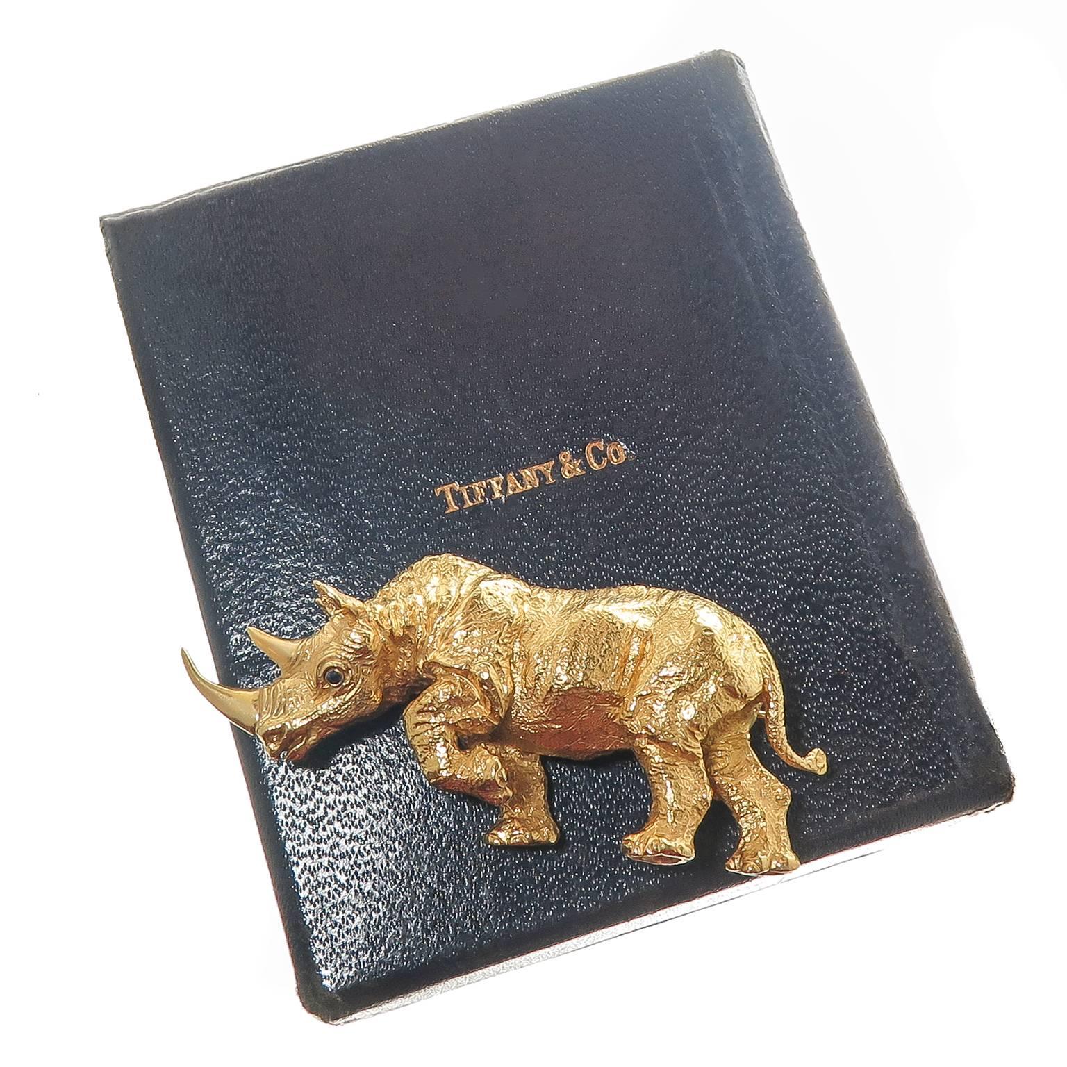 Tiffany & Co. Large Gold Rhino Brooch In Excellent Condition In Chicago, IL