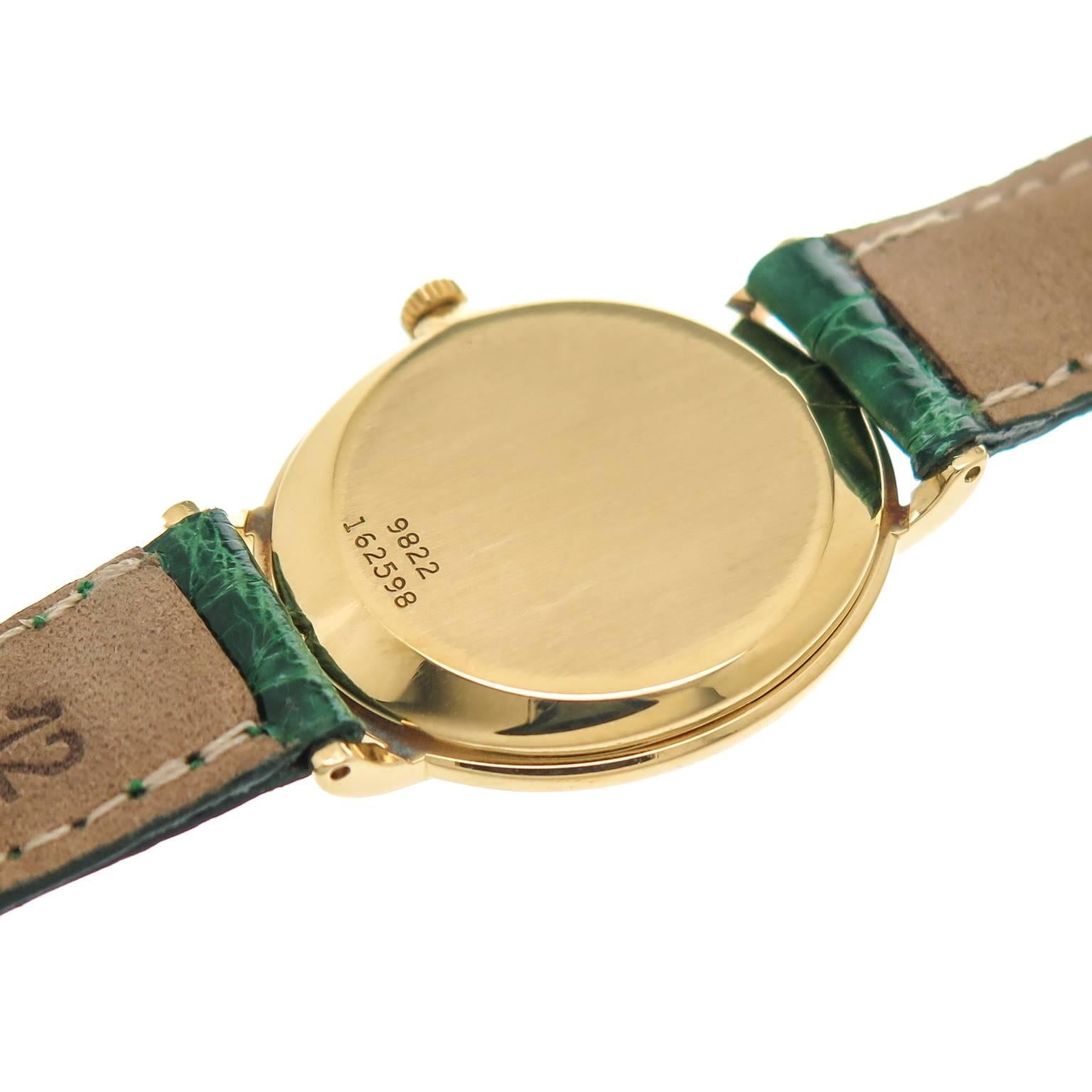 Piaget Lady's Yellow Gold Nephrite Dial Mechanical Wristwatch In Excellent Condition In Chicago, IL