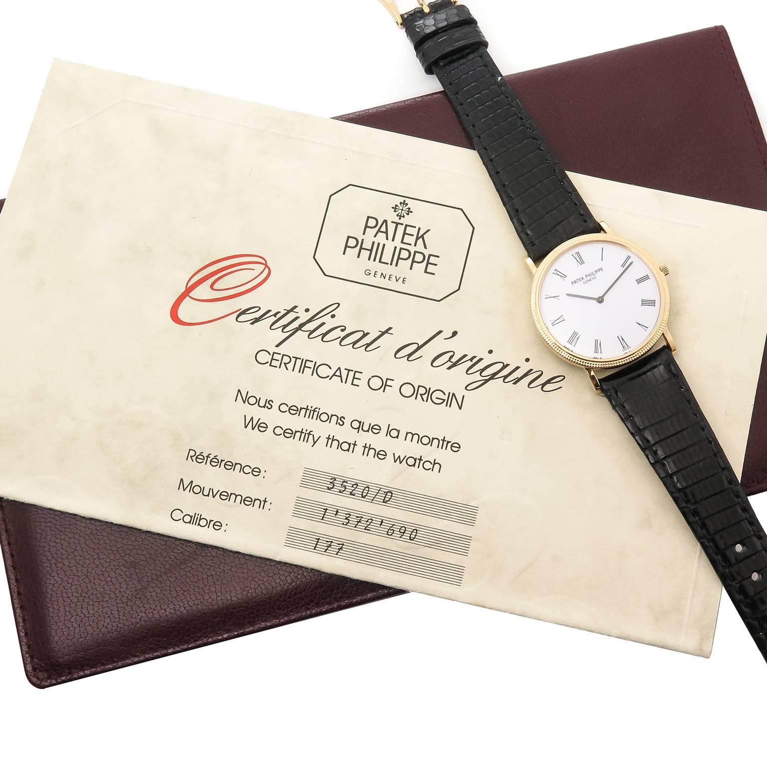 Patek Philippe Gelbgold Hobnail Calatrava Armbanduhr Ref 3520 3