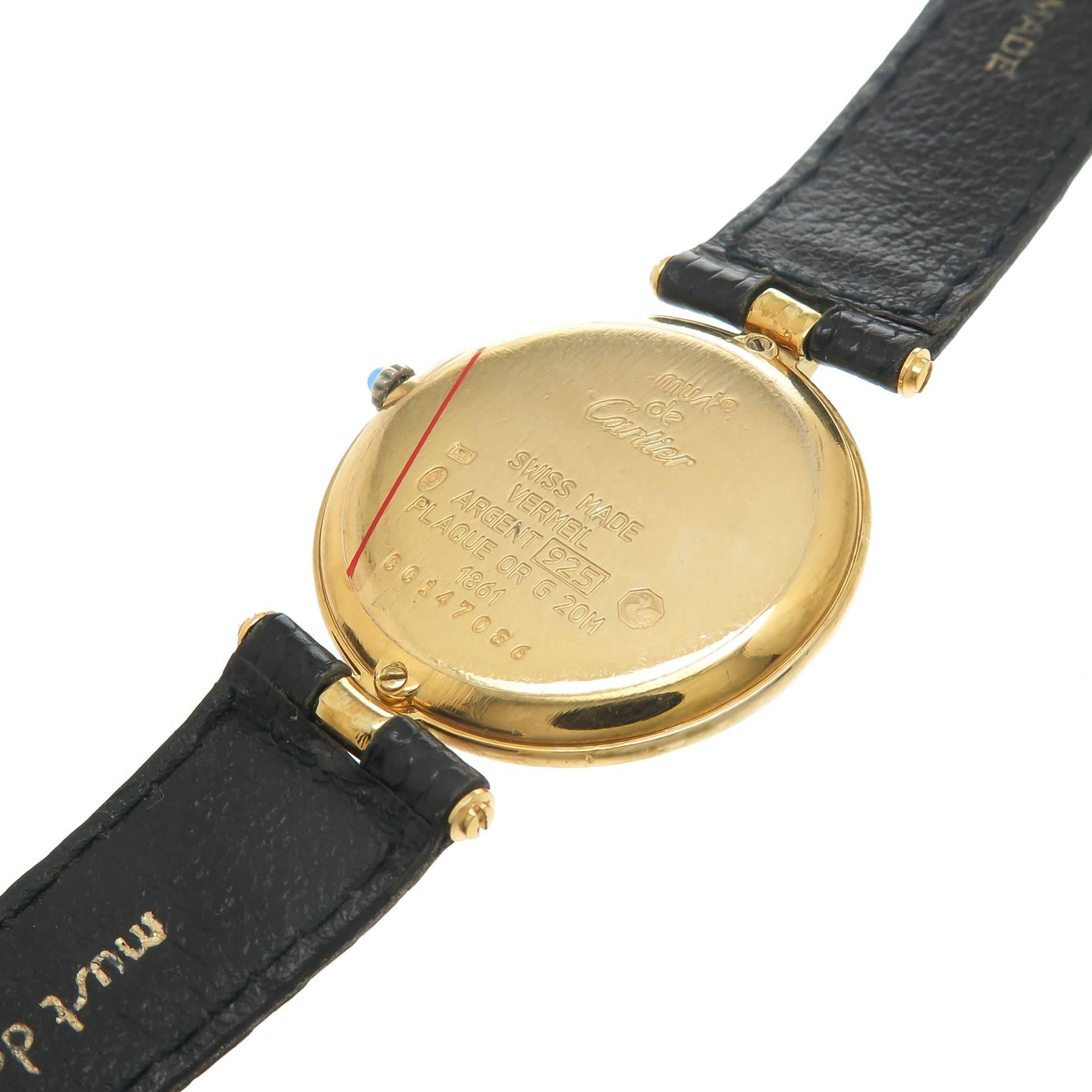 Cartier Vermeil Diamonds Vendome Wristwatch  In Excellent Condition In Chicago, IL