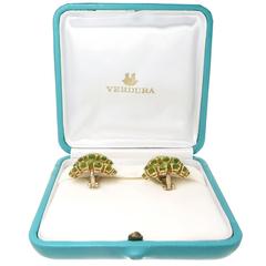 Verdura Peridot Gold Ear Clip Earrings