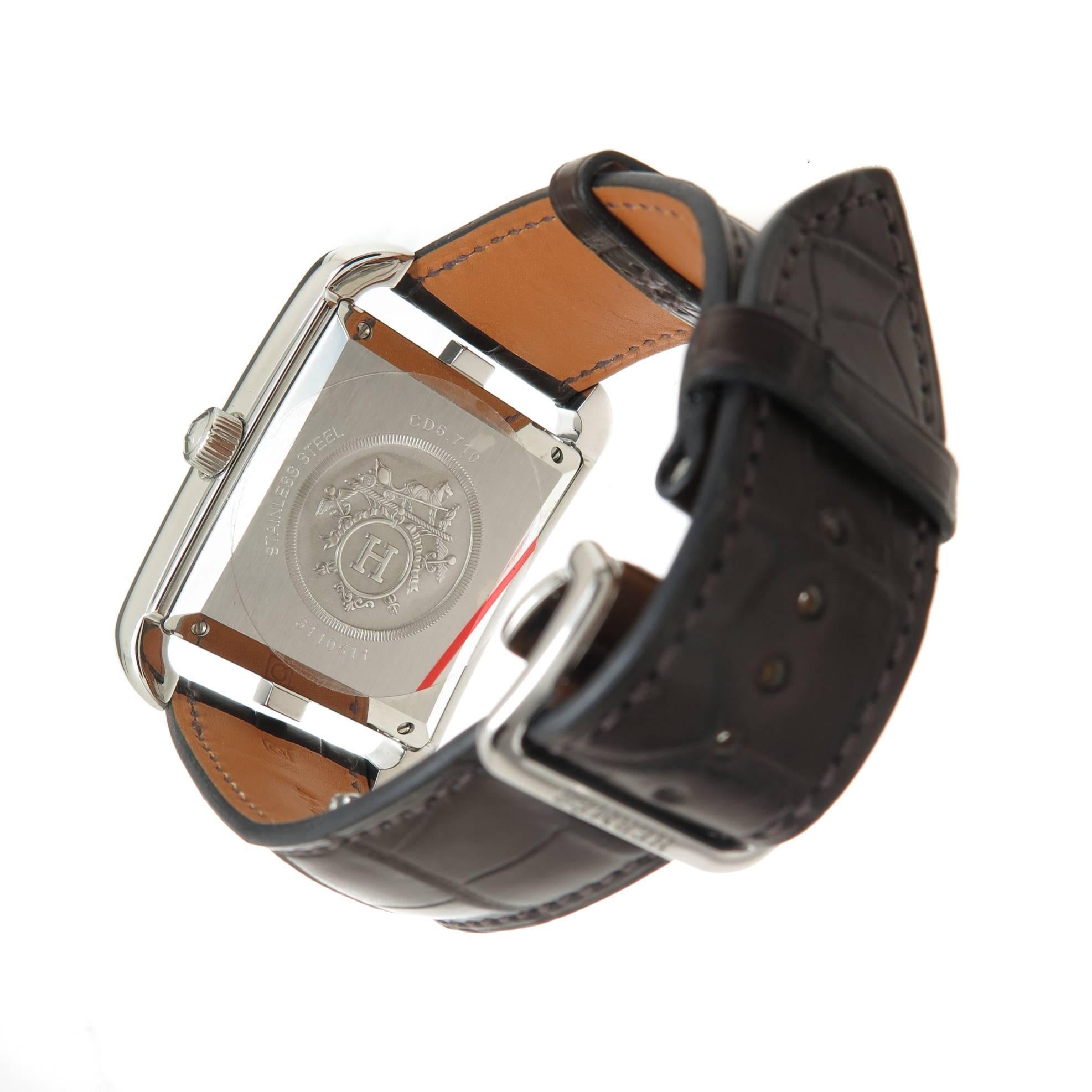 Hermes Stainless Steel Cape Cod Jumbo Automatic Wristwatch In Excellent Condition In Chicago, IL