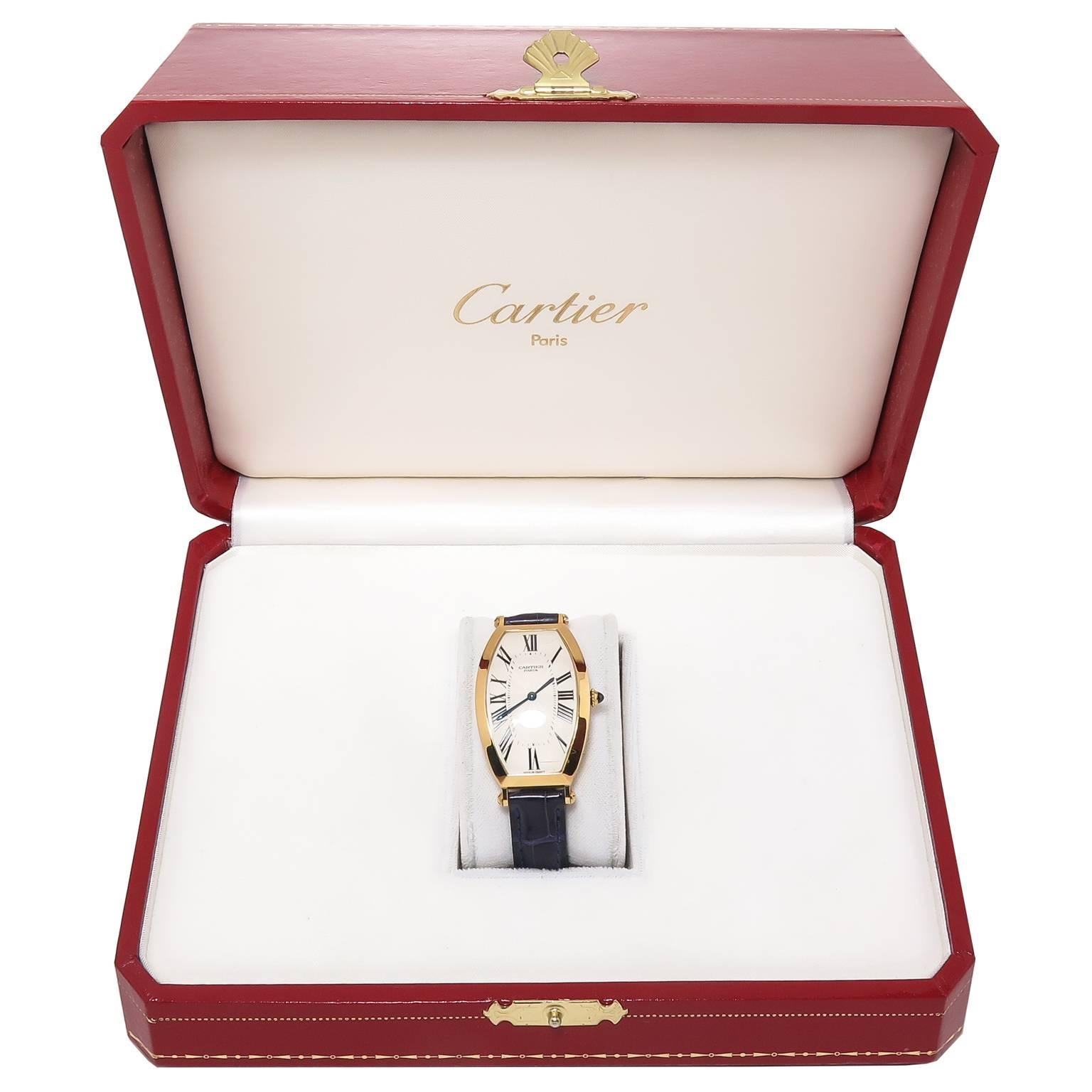 Cartier Yellow Gold Tonneau Large Wristwatch 1