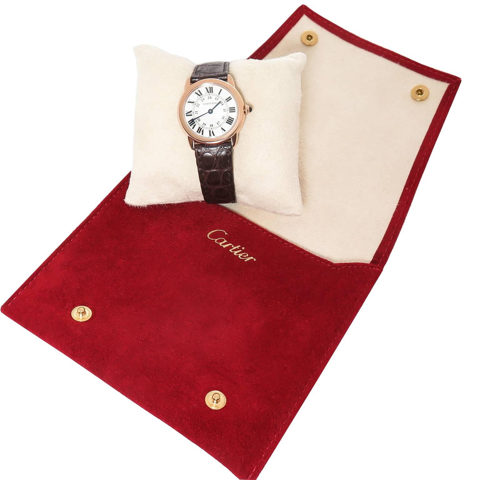Cartier Rose Gold Ronde Solo Quartz Wristwatch In Excellent Condition In Chicago, IL