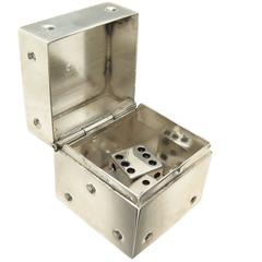 1990s Tiffany & Co. Silver Dice Pill Box with Silver Dice
