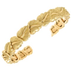 Tiffany & Co. Heavy Yellow Gold Flexible Leaf Bracelet