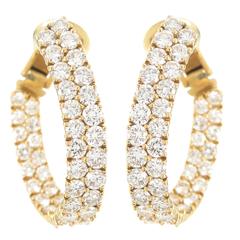 Fine Diamond Gold Inside Out Hoop Earrings