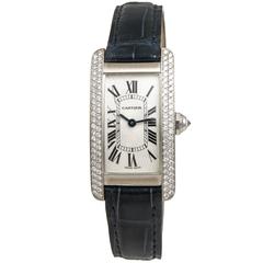 Cartier Ladies White Gold Diamond Tank Americaine Quartz Wristwatch