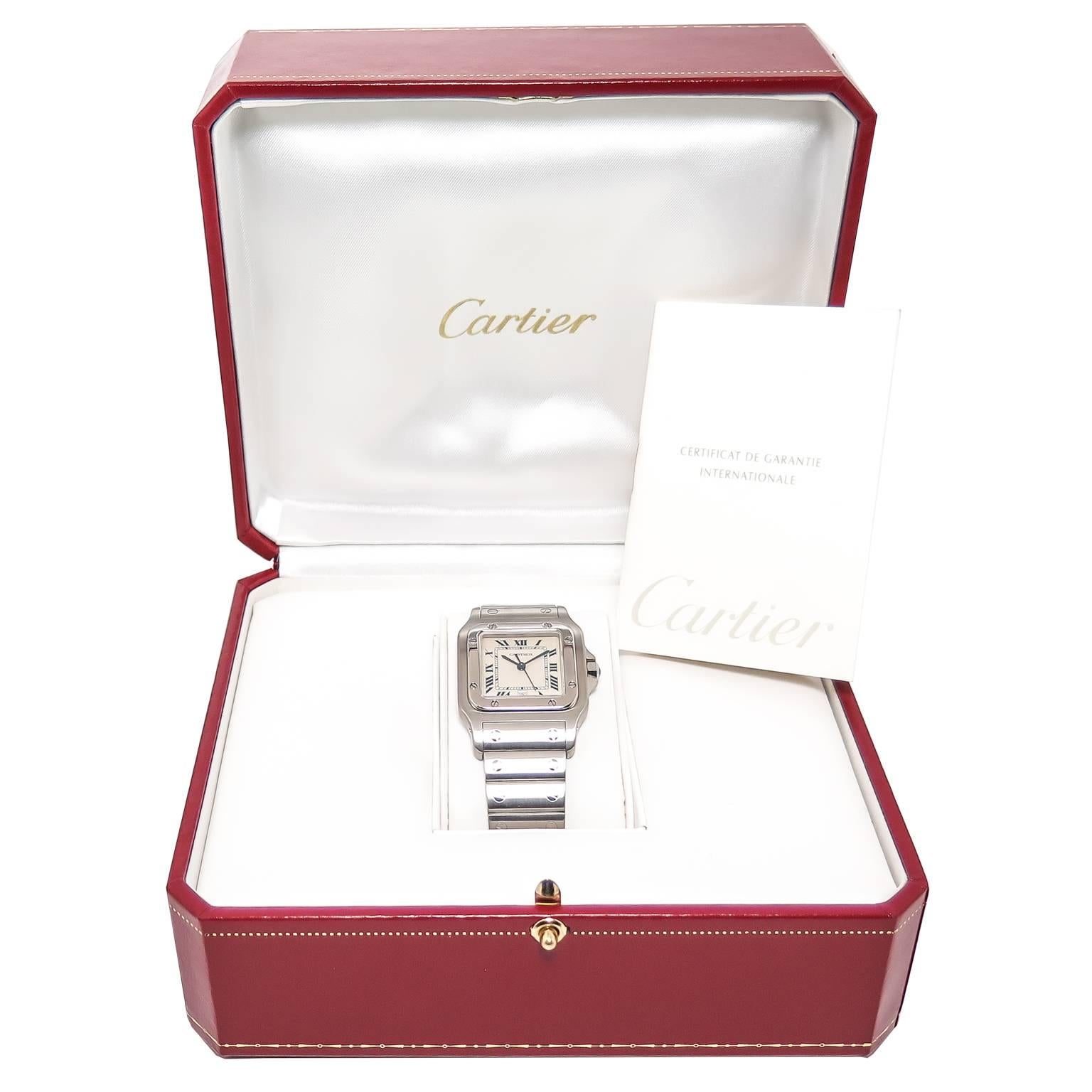 Cartier Stainless Steel Santos Large Quartz Wristwatch 1