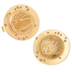 Retro 1969 Tiffany & Co. Gold Moon Walk Cufflinks 