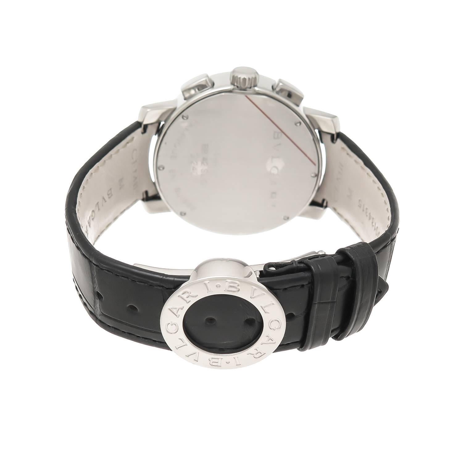 Women's or Men's Bulgari Stainless Steel Chronograph Automatic Wristwatch Ref BB 42SL