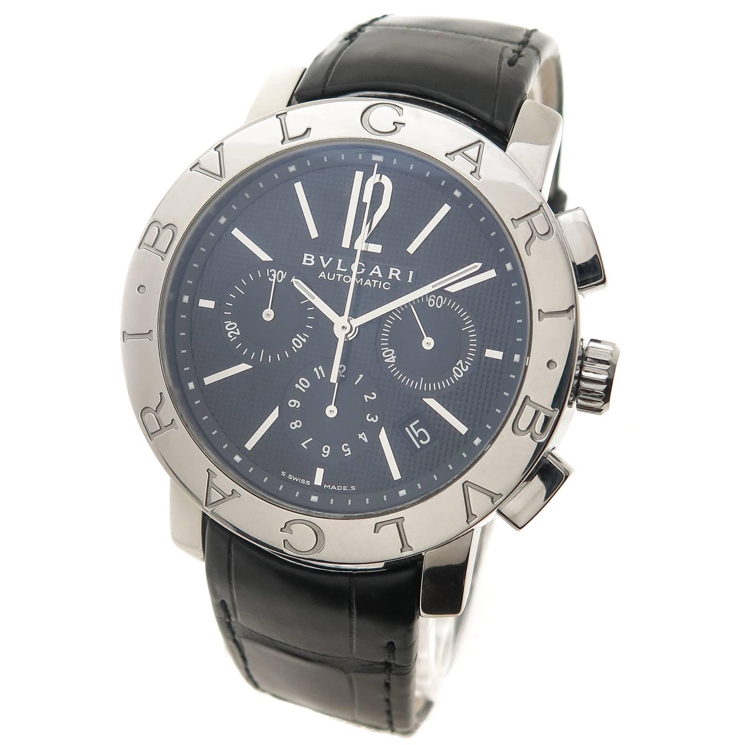Bulgari Stainless Steel Chronograph Automatic Wristwatch Ref BB 42SL