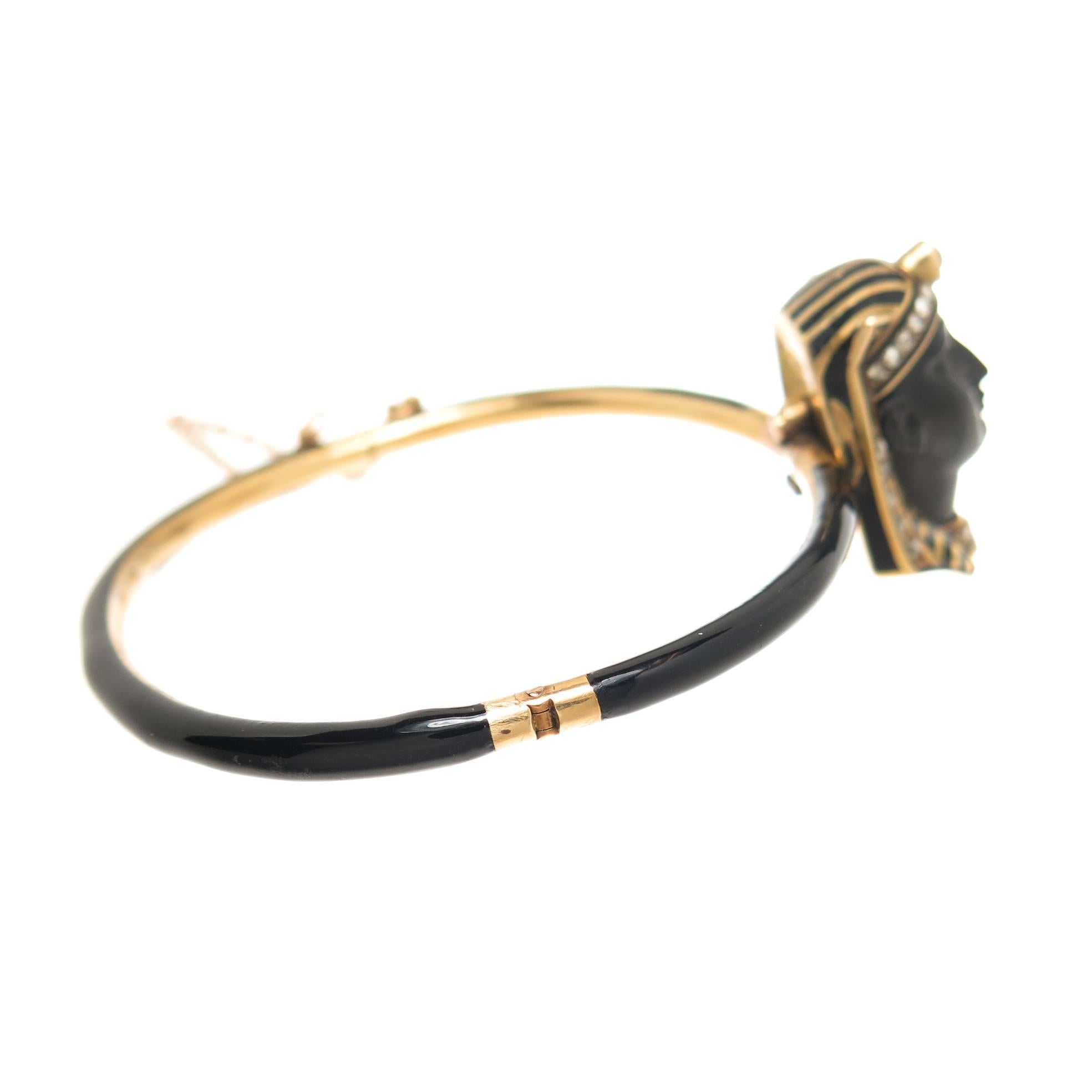 Tiffany & Co. Egyptian Revival Stone and Gold Bracelet In Good Condition In Chicago, IL
