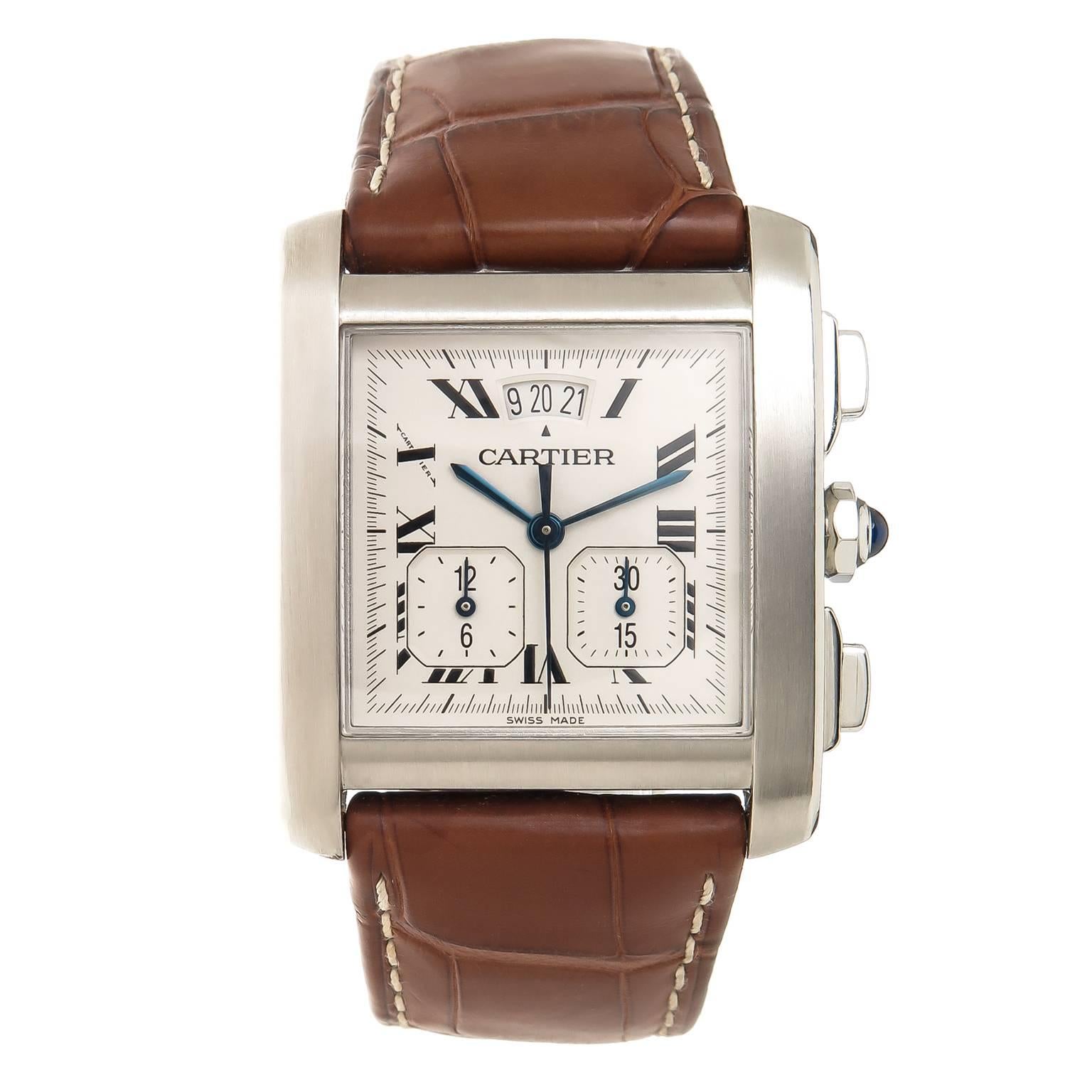 Cartier Stainless Steel Tank Francaise Yearling Chronograph Quartz Wristwatch