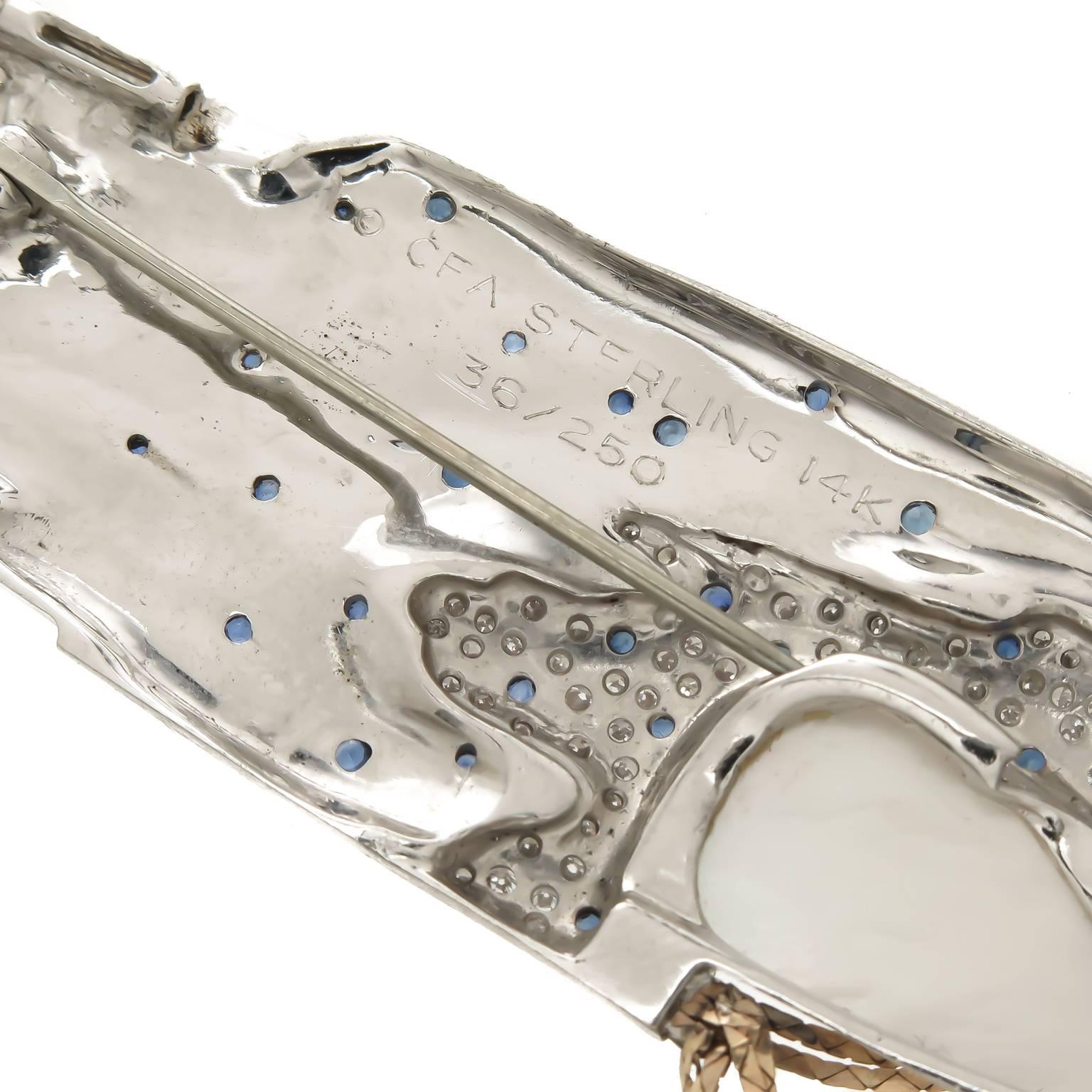 Women's Erte Gem Set Silver Gold Sophistication Necklace