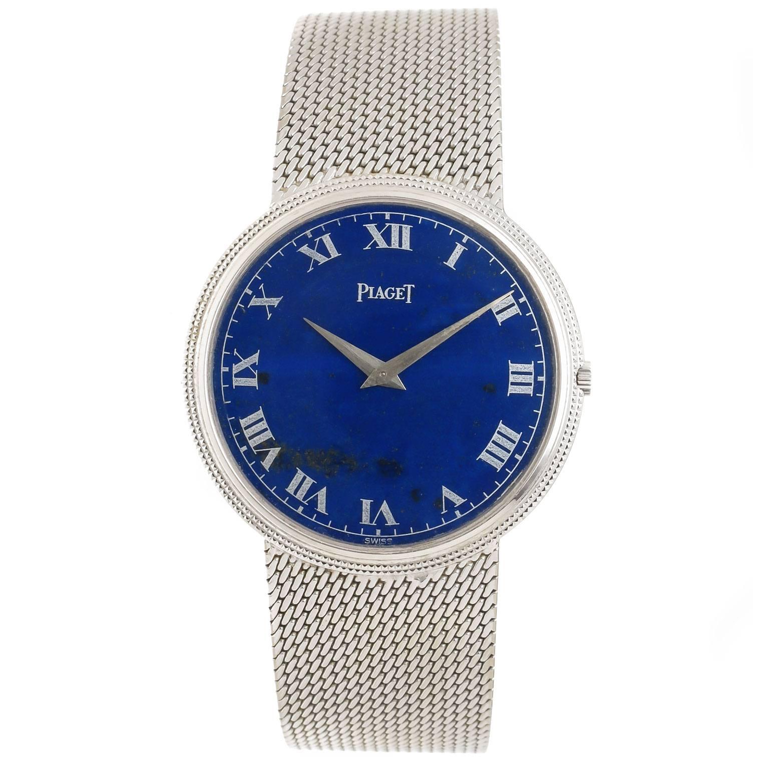 Piaget White Gold Lapis Dial Mechanical Wristwatch