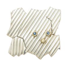 1980s Tiffany & Co. Sterling Silver Gold Dog Brooch