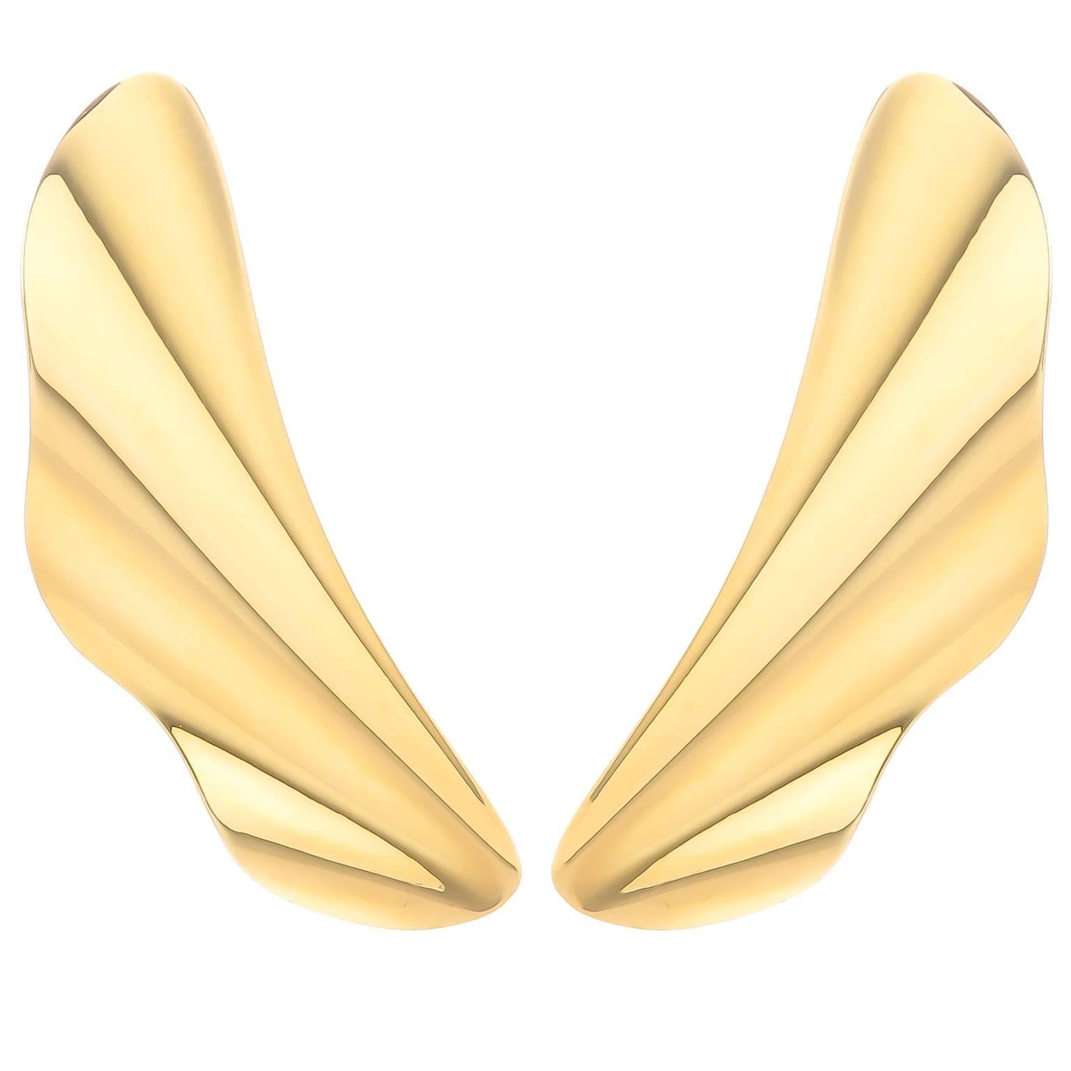 Tiffany & Co. Elsa Peretti Gold Wing Tide Earrings