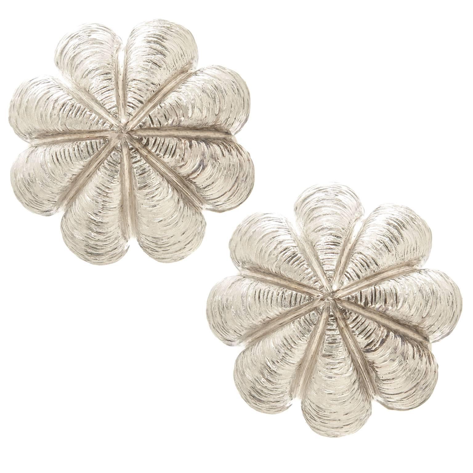 1990s Tiffany & Co. Silver Sea Urchin Earrings 