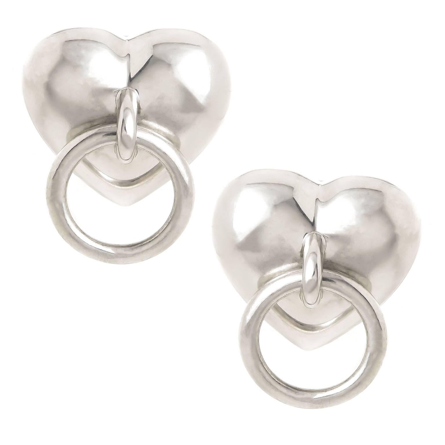 Tiffany & Co. Silver Heart Door Knocker Earrings