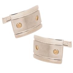 Cartier Stainless Steel Gold Santos Cufflinks