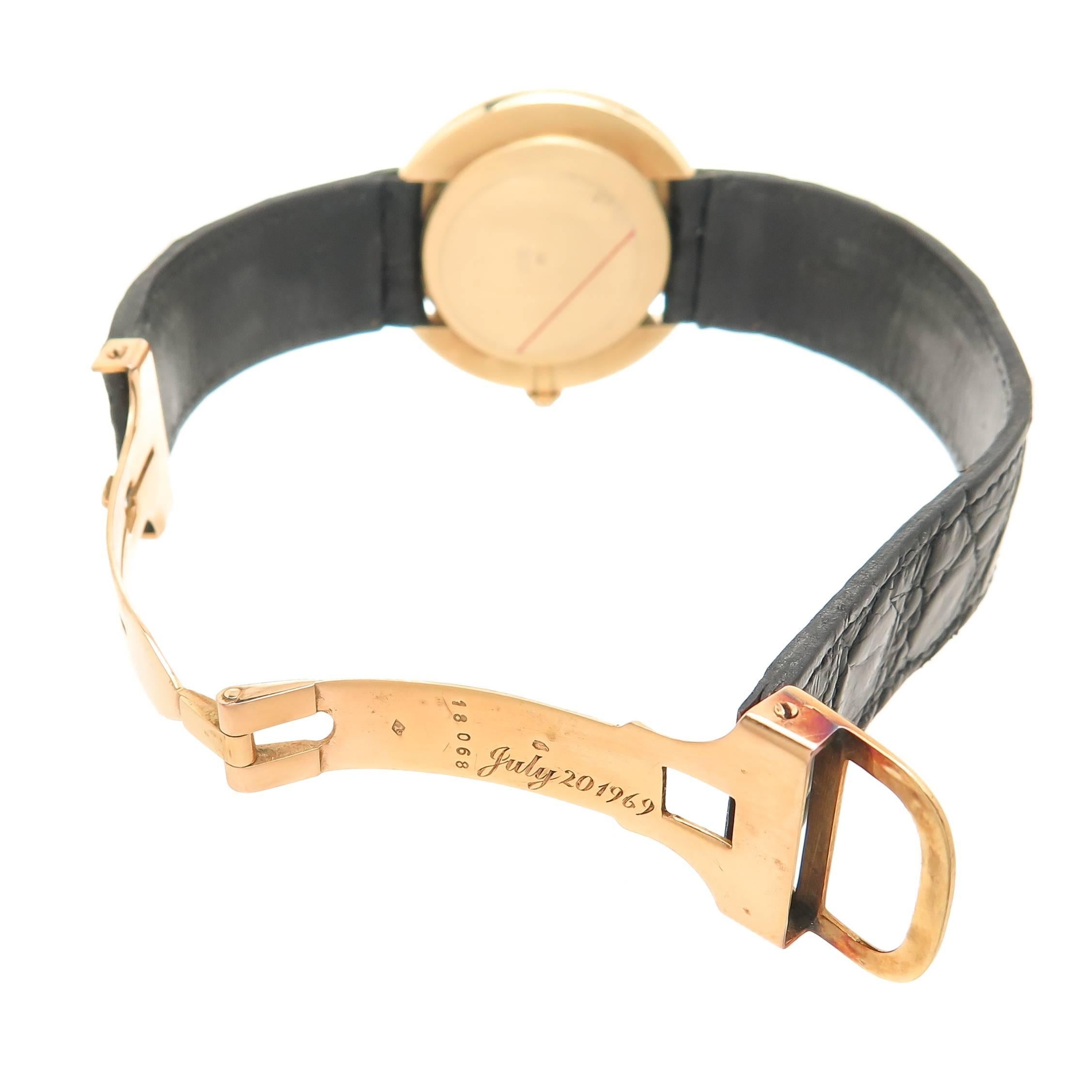 1960s Cartier Yellow Gold Round Cintree Wristwatch In Excellent Condition In Chicago, IL